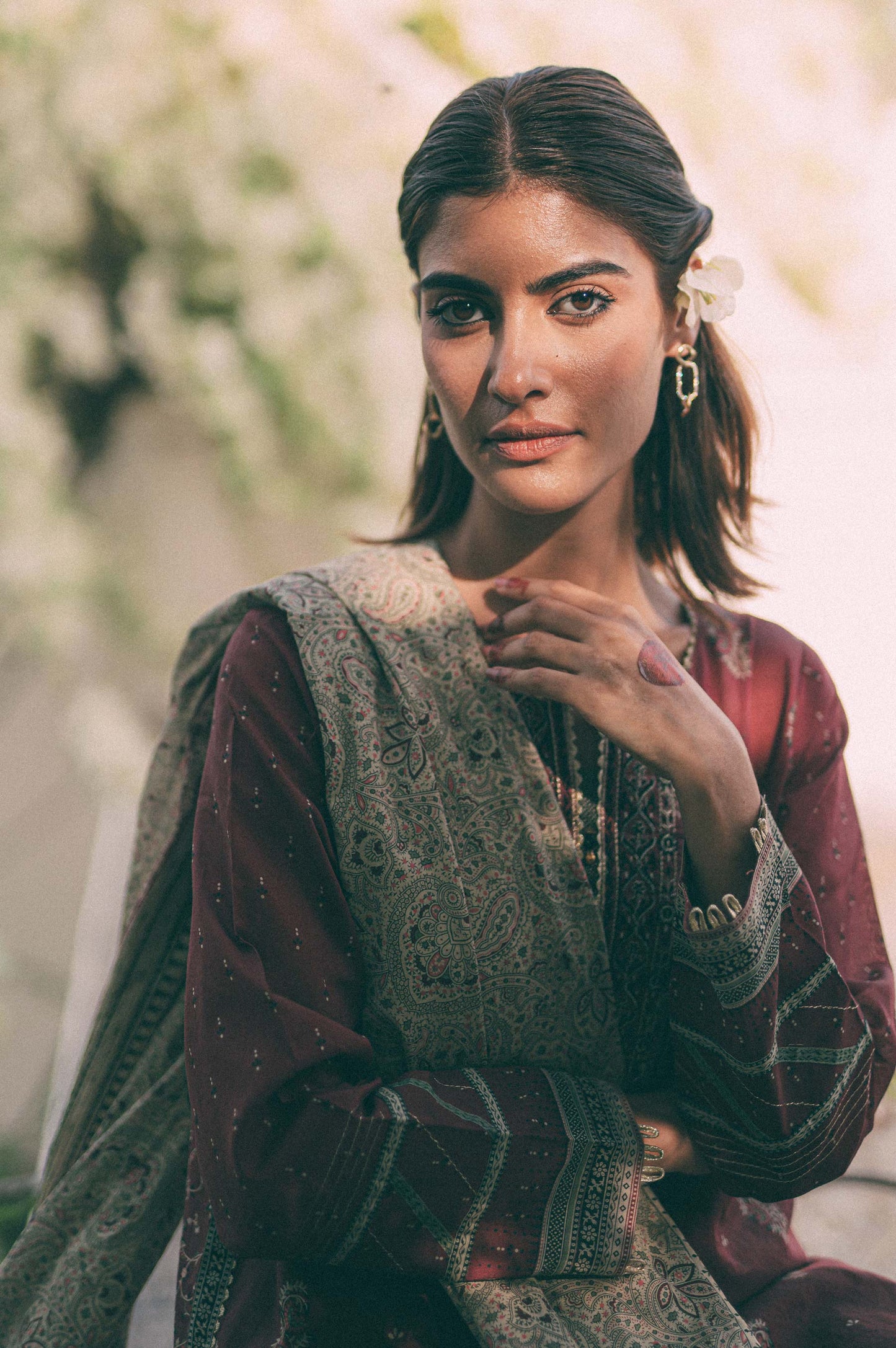 Stitched 3 Piece Embroidered Slub Lawn Suit