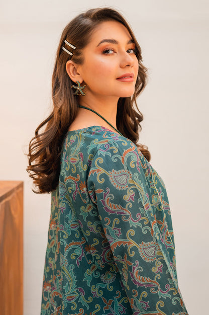 Stitched 3 Piece Embroidered Lawn with Chiffon Suit