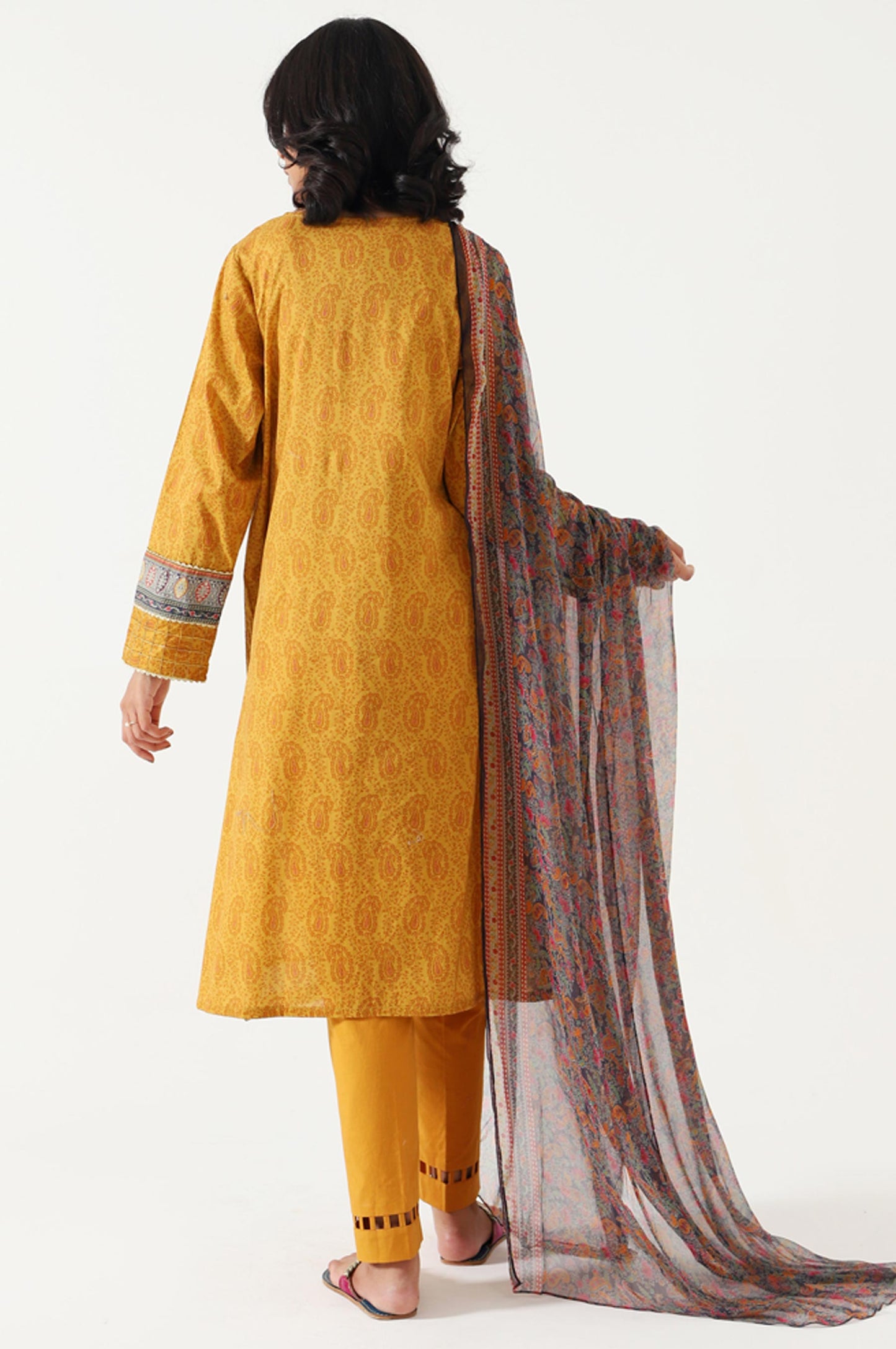 Stitched 3 Piece Embroidered Lawn with Chiffon Suit