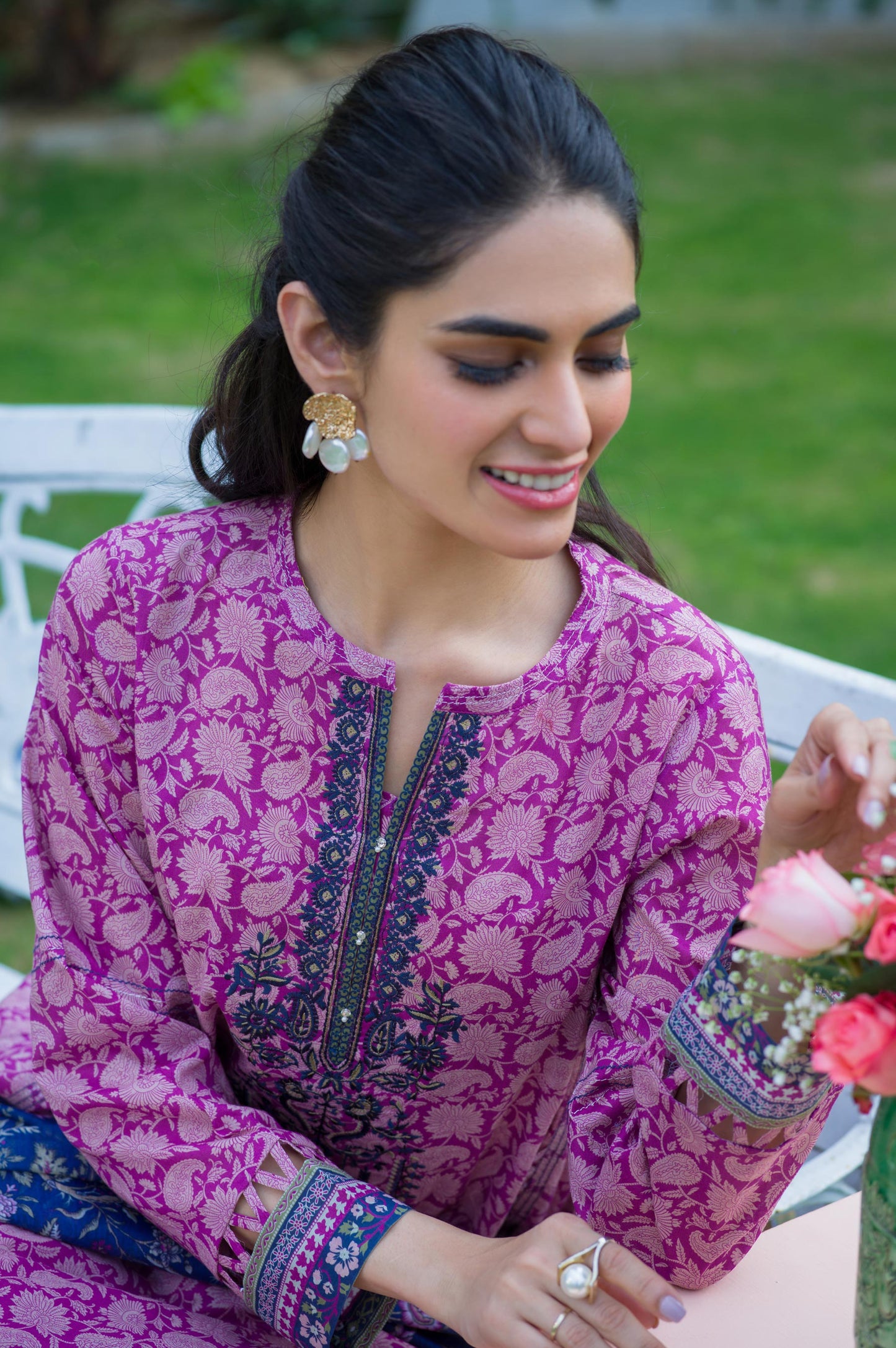 Stitched 3 Piece Embroidered Lawn with Slub Organza Suit