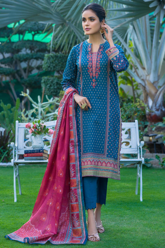 Stitched 3 Piece Embroidered Lawn with Kotta Cotton Suit