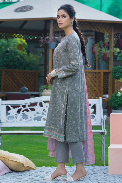 Stitched 3 Piece Embroidered Lawn with Kotta Cotton Suit