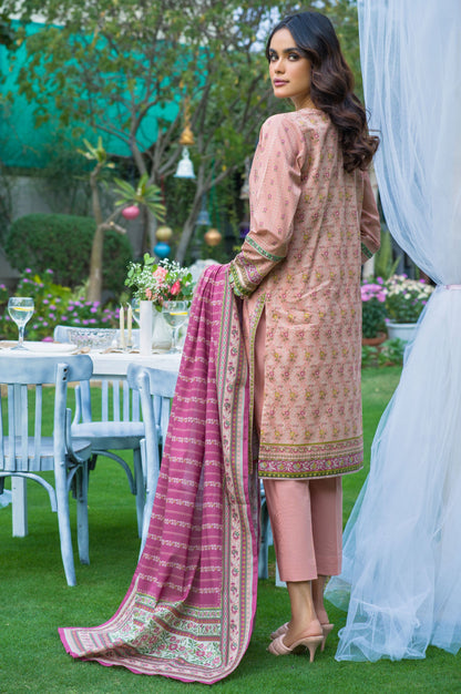 Stitched 3 Piece Embroidered Slub Lawn with Voile Slub Suit