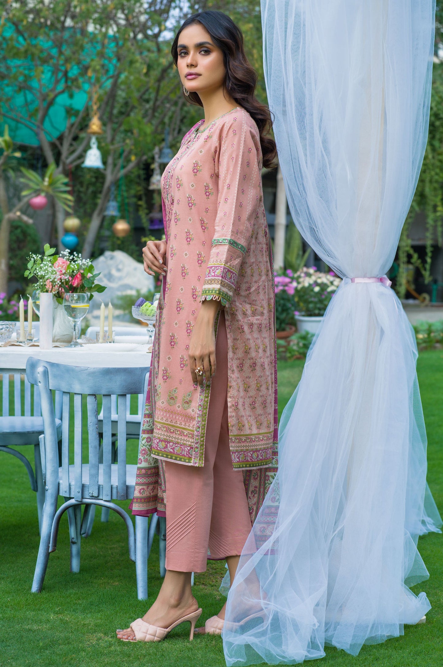 Stitched 3 Piece Embroidered Slub Lawn with Voile Slub Suit