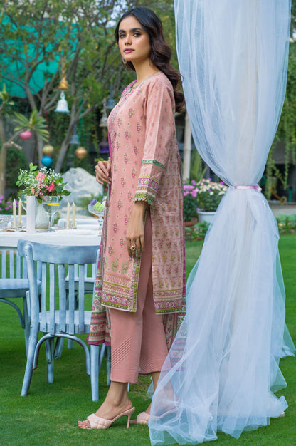 Stitched 3 Piece Embroidered Slub Lawn with Voile Slub Suit