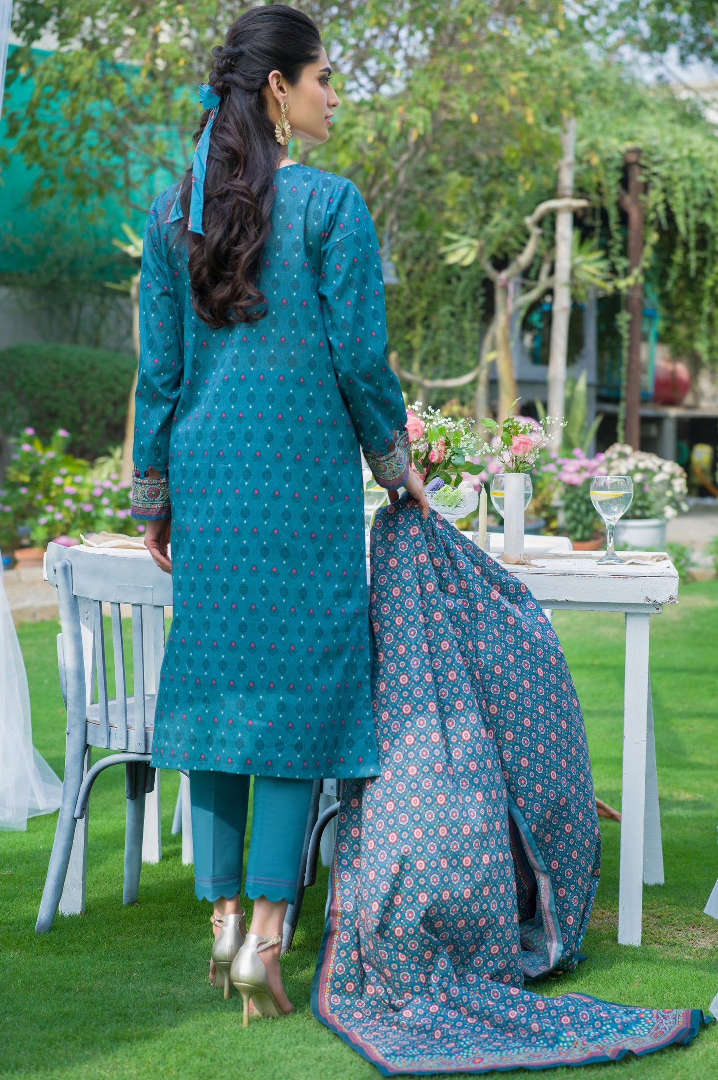 Stitched 3 Piece Embroidered Slub Lawn with Voile Slub Suit
