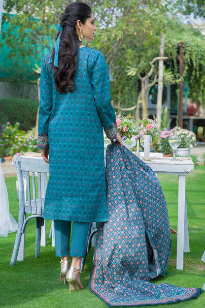 Stitched 3 Piece Embroidered Slub Lawn with Voile Slub Suit