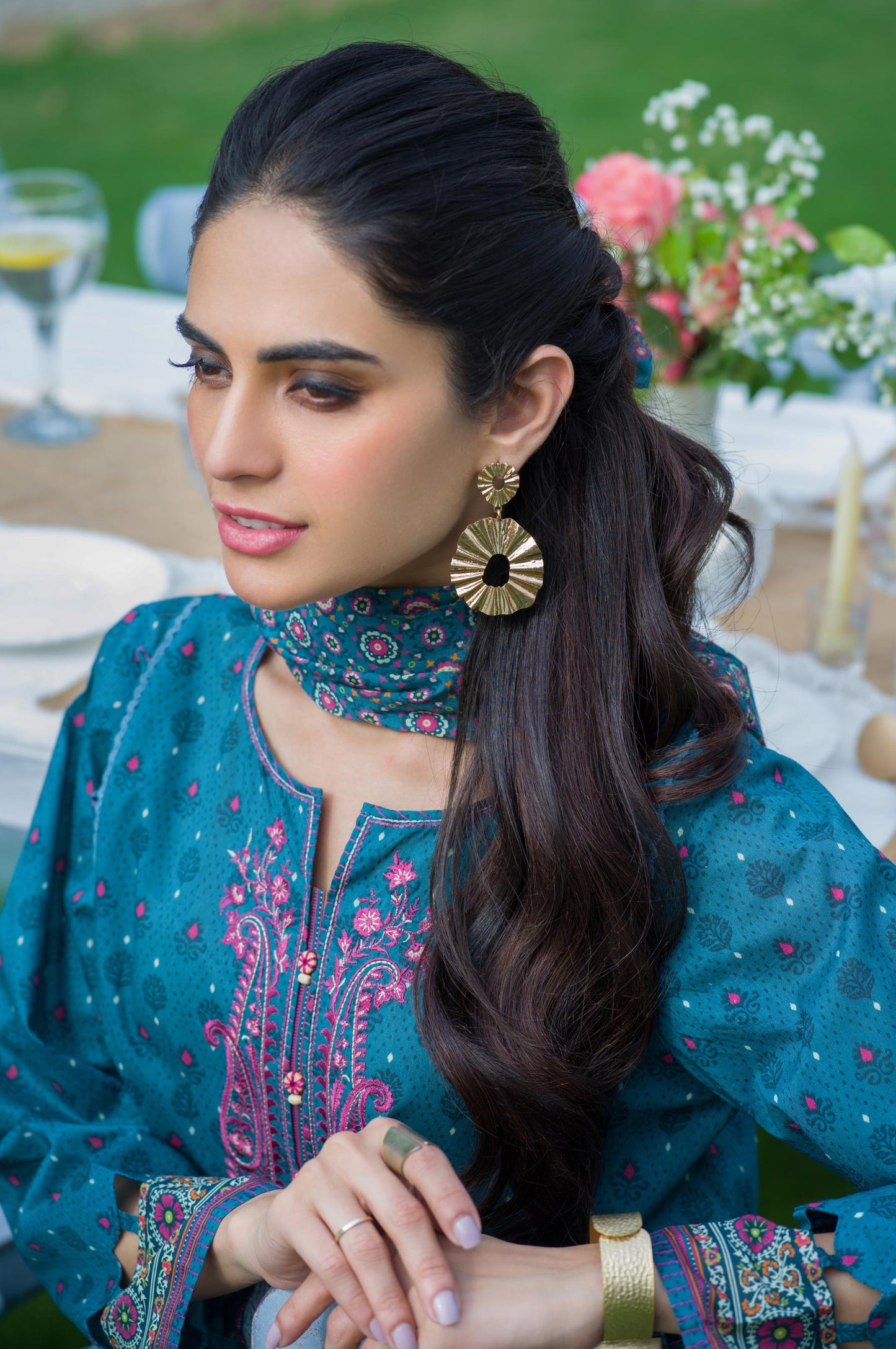 Stitched 3 Piece Embroidered Slub Lawn with Voile Slub Suit