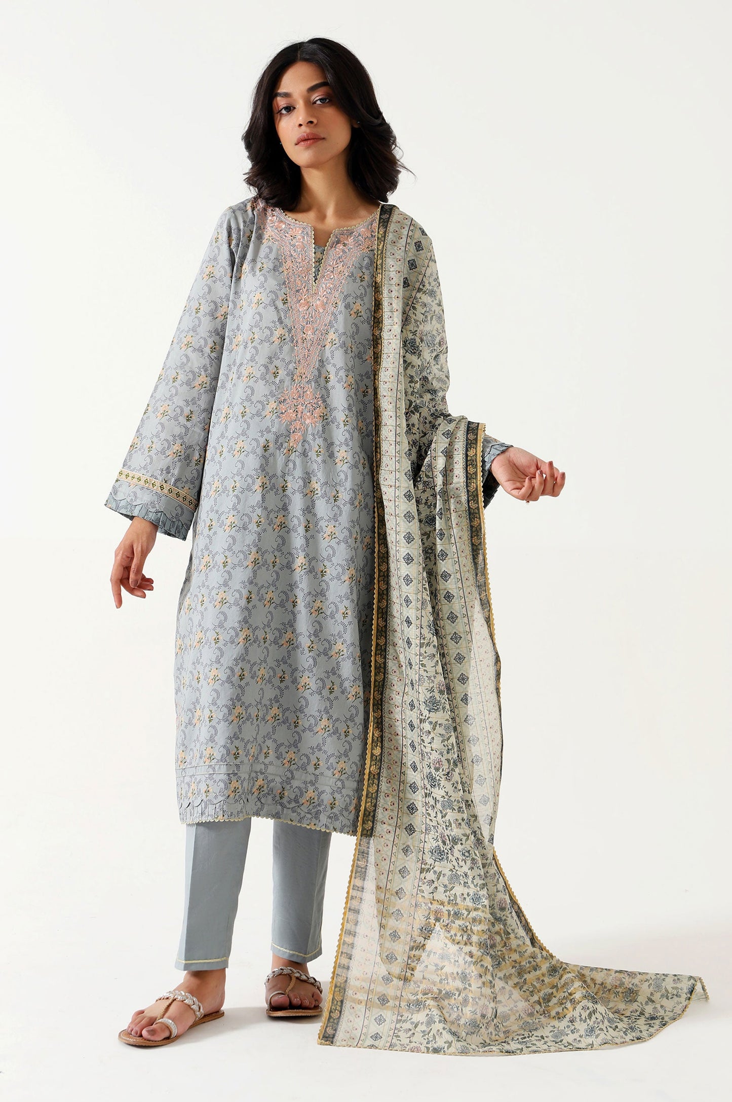 Unstitched 3 Piece Embroidered Lawn Suit