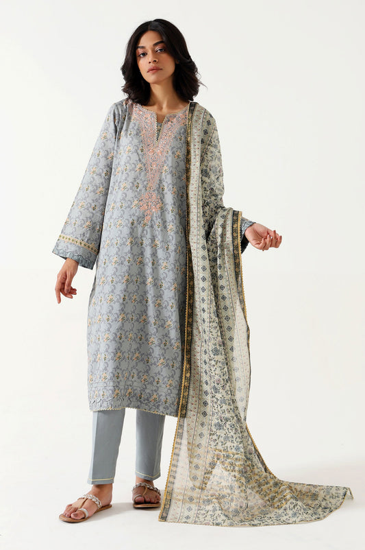Unstitched 3 Piece Embroidered Lawn Suit
