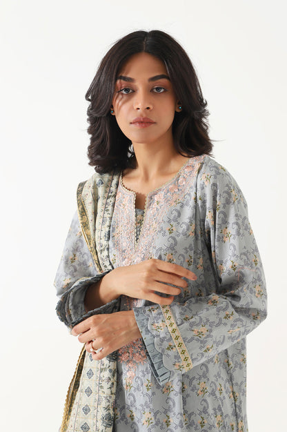 Unstitched 3 Piece Embroidered Lawn Suit