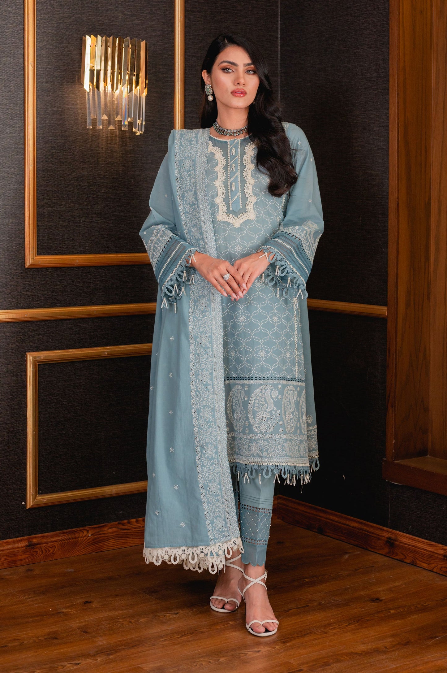 Unstitched 3 Piece Chikankari Lawn Suit