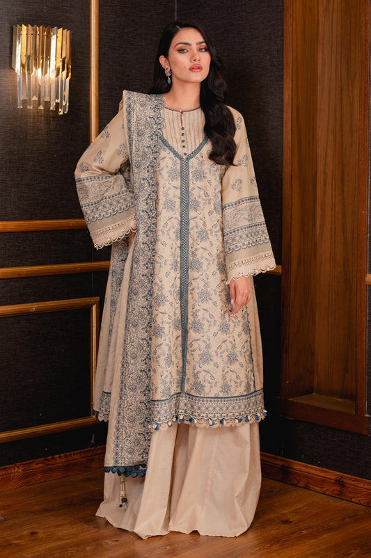 Unstitched 3 Piece Chikankari Lawn Suit