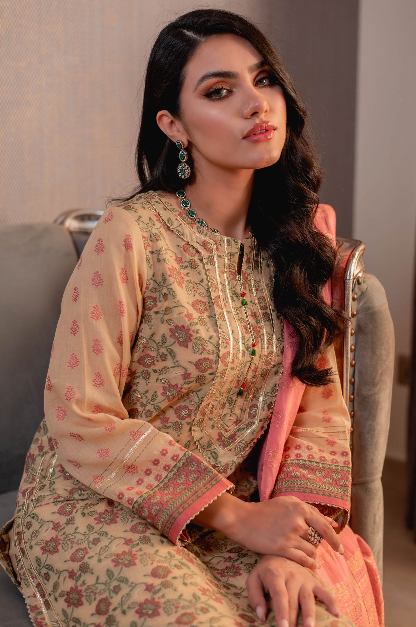 Stitched 3 Piece Jacquard Suit