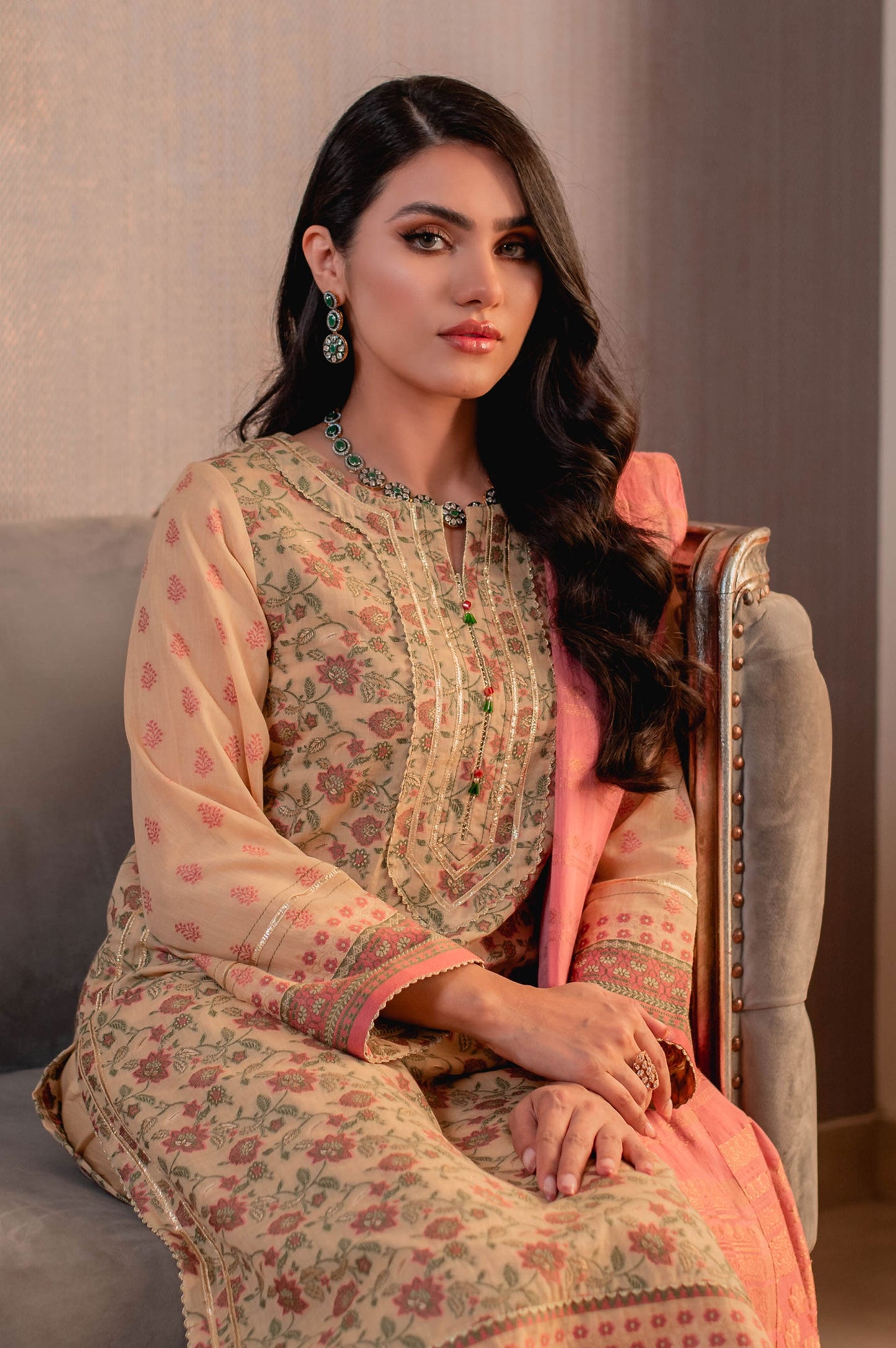 Stitched 3 Piece Jacquard Suit