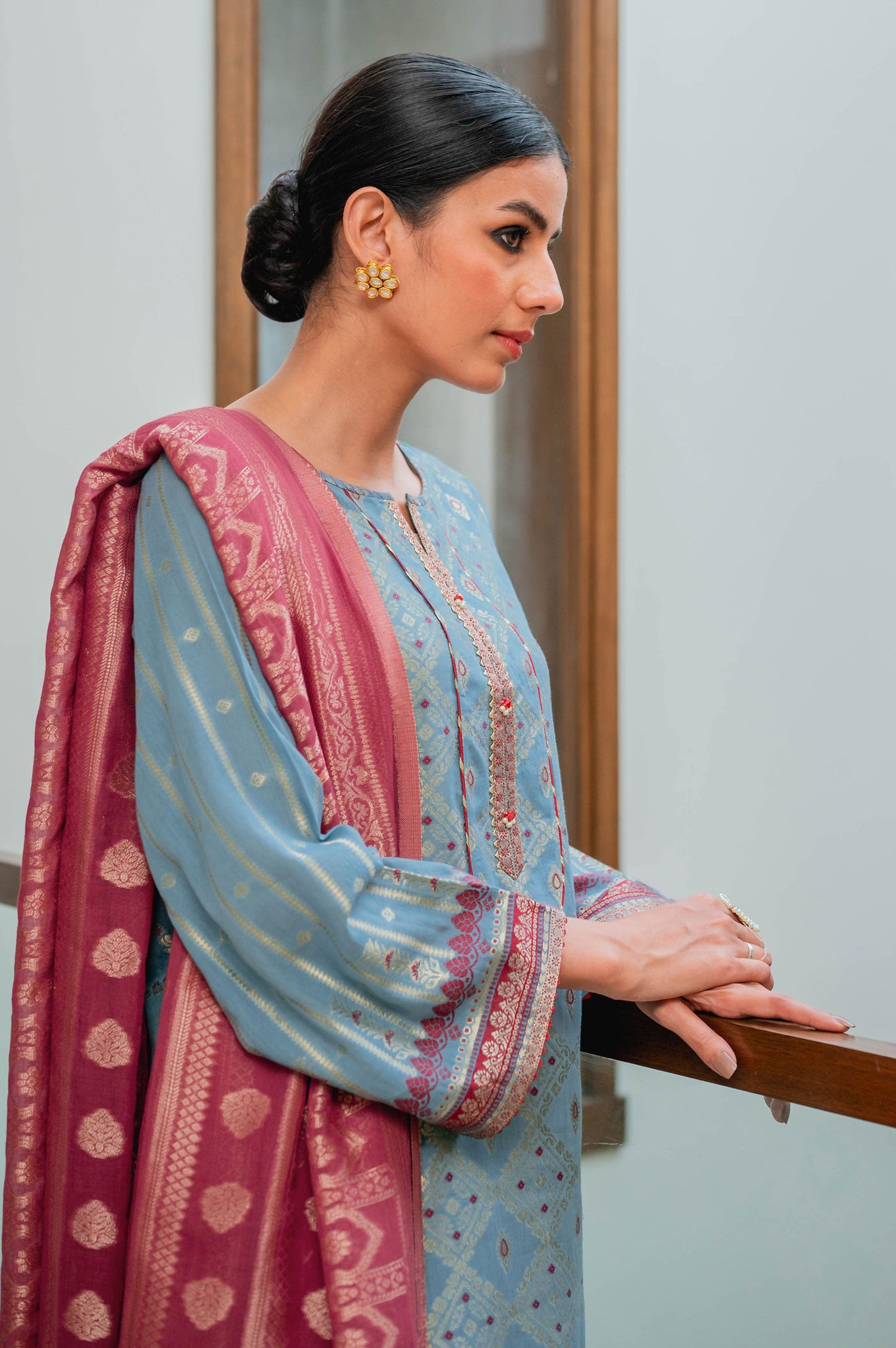 Stitched 3 Piece Jacquard Suit