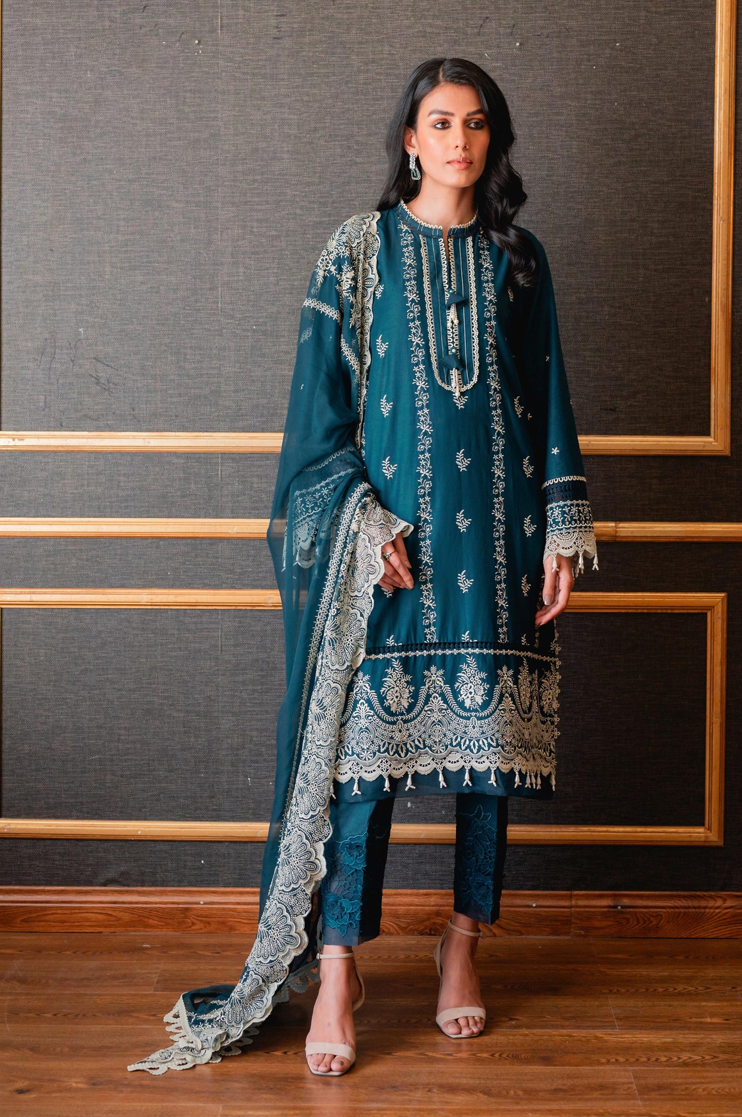 Unstitched 3 Piece Chikankari Lawn Suit