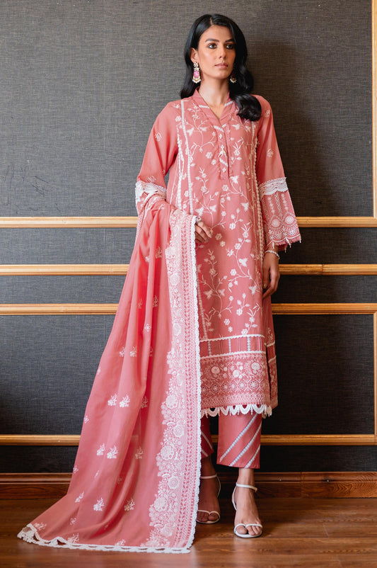 Unstitched 3 Piece Chikankari Lawn Suit