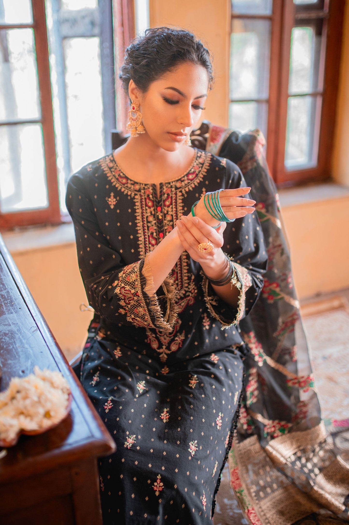 Unstitched 3 Piece Dyed Maysuri Jacquard Suit