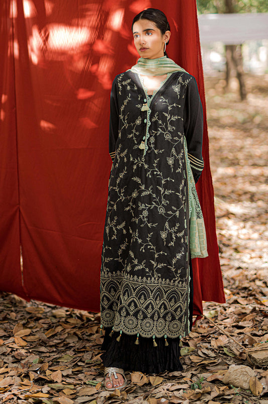 Unstitched 3 Piece Dyed Satin Jacquard Suit