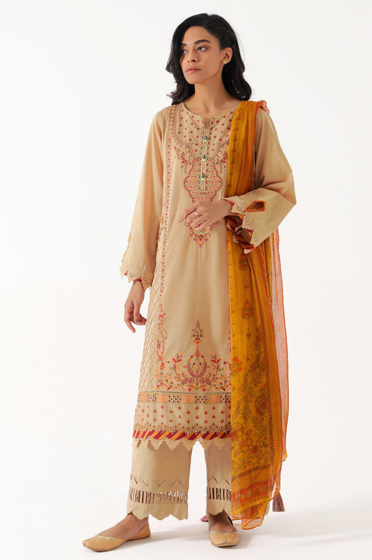 Unstitched 3 Piece Emroidered Cambric Suit
