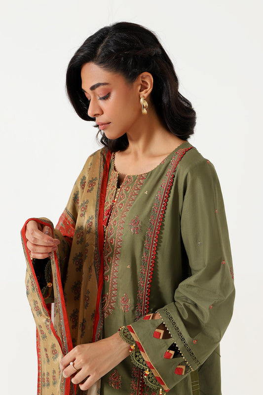 Unstitched 3 Piece Emroidered Cambric Suit