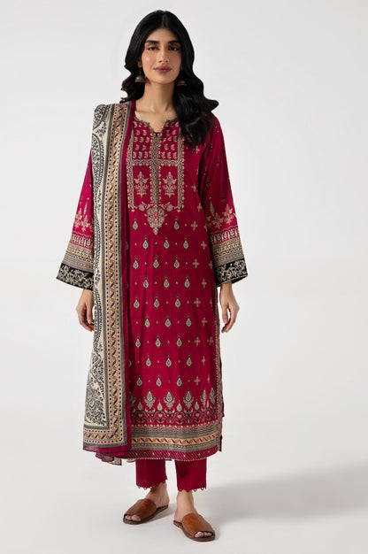 Stitched 3 Piece Embroidered Lawn Suit