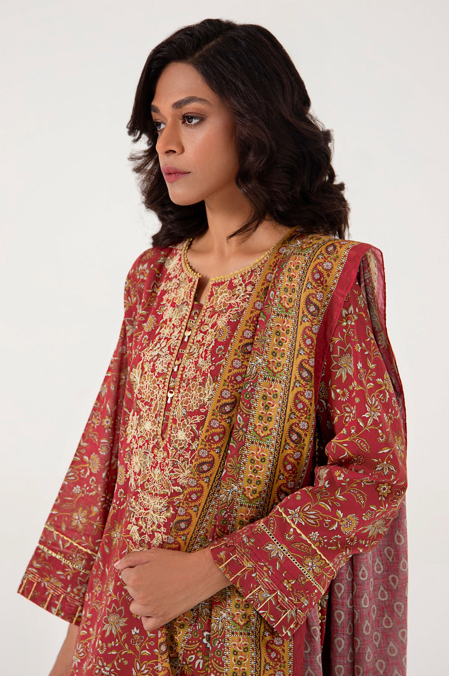 Stitched 3 Piece Embroidered Lawn Suit