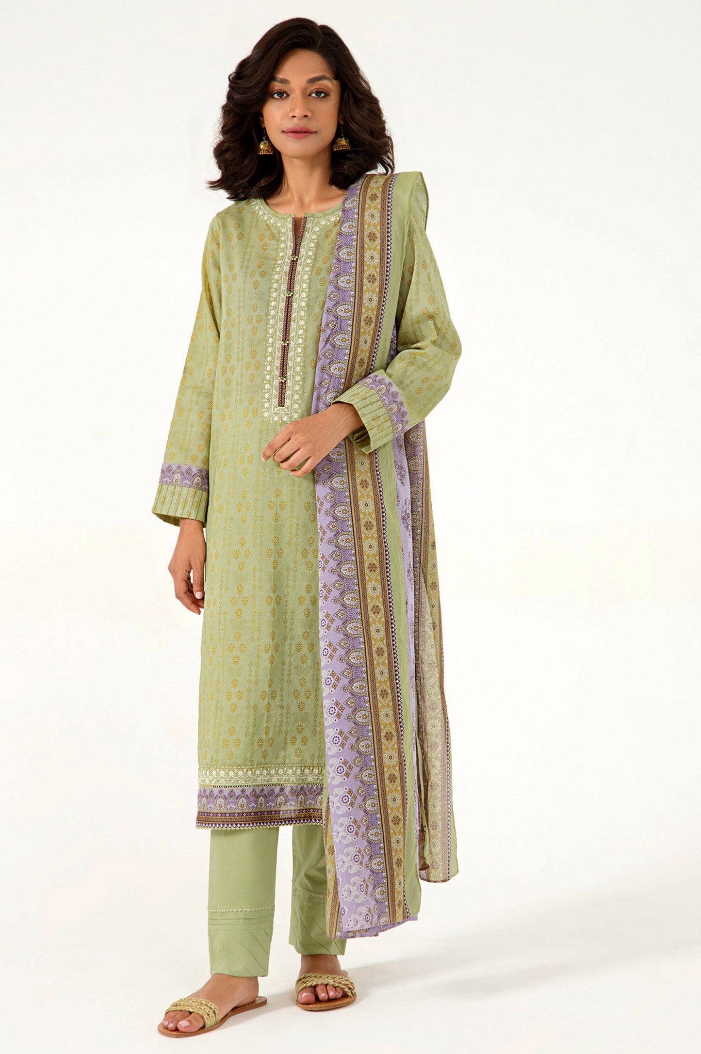 Stitched 3 Piece Embroidered Lawn Suit