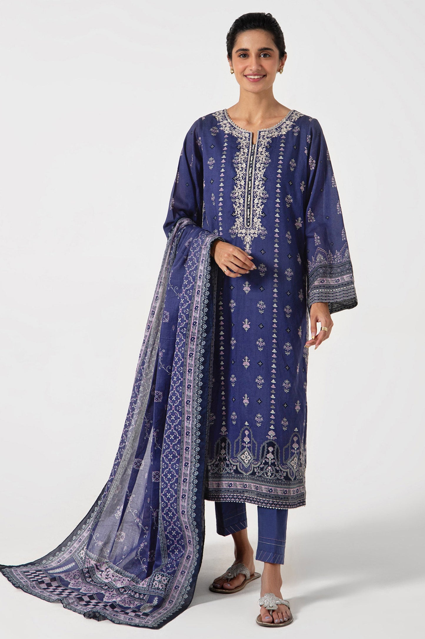 Stitched 3 Piece Embroidered Lawn Suit