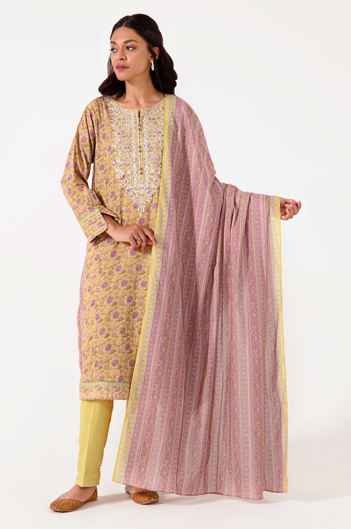 Stitched 3 Piece Embroidered Lawn Suit