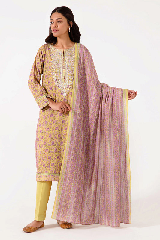 Stitched 3 Piece Embroidered Lawn Suit
