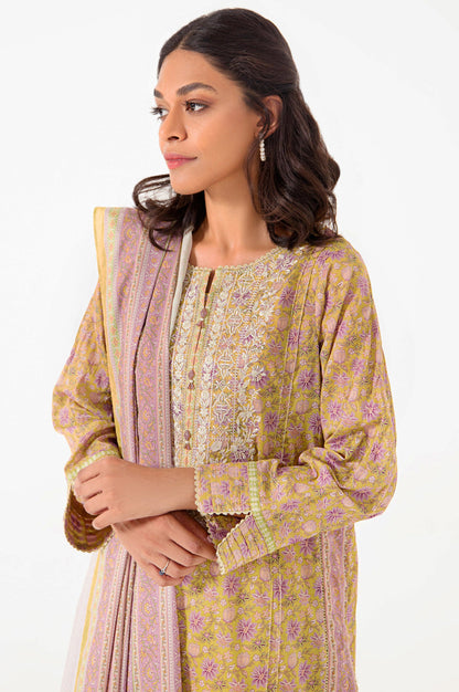 Stitched 3 Piece Embroidered Lawn Suit