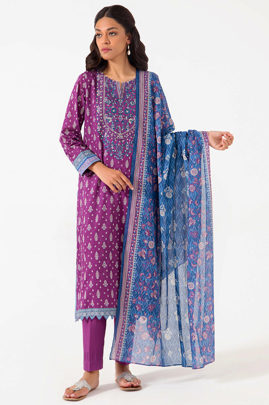 Stitched 3 Piece Embroidered Lawn Suit
