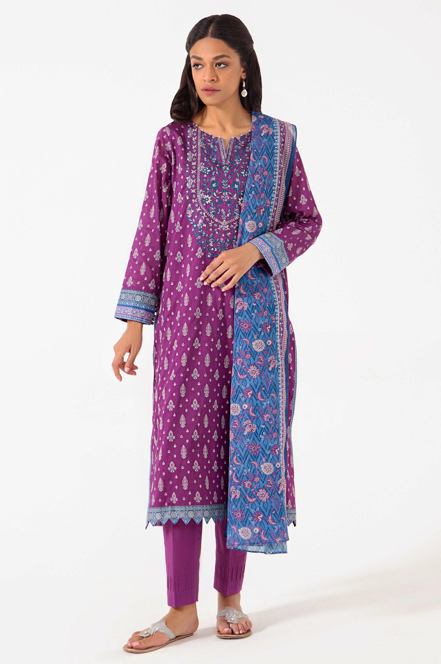 Stitched 3 Piece Embroidered Lawn Suit