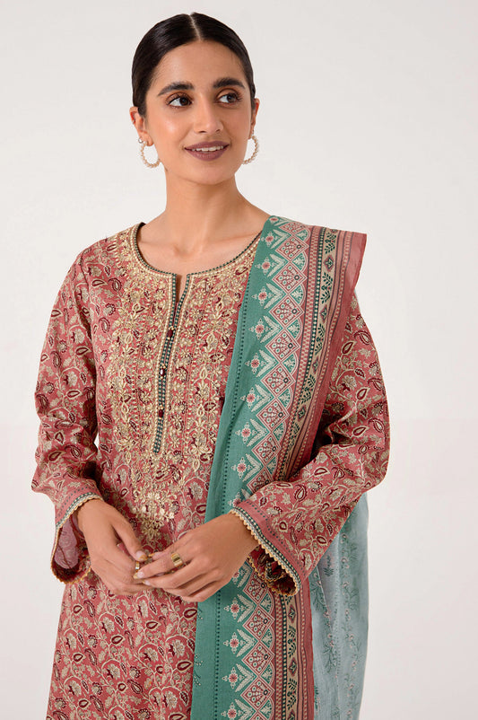 Stitched 3 Piece Embroidered Lawn Suit