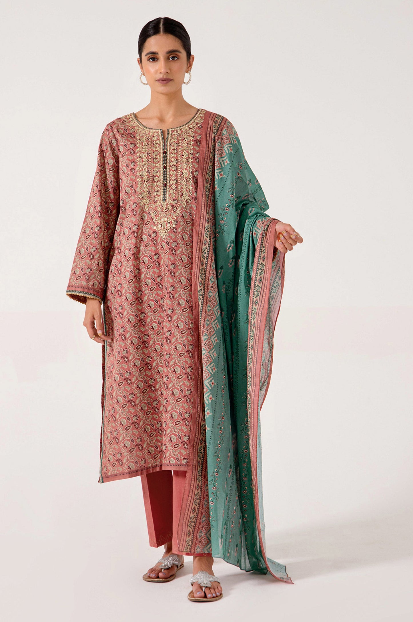 Stitched 3 Piece Embroidered Lawn Suit