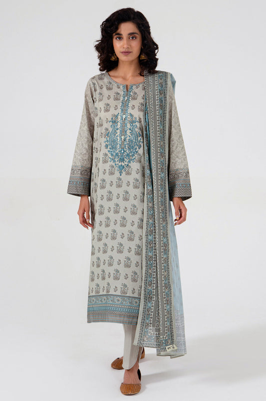 Unstitched 3 Piece Embroidered Lawn Suit