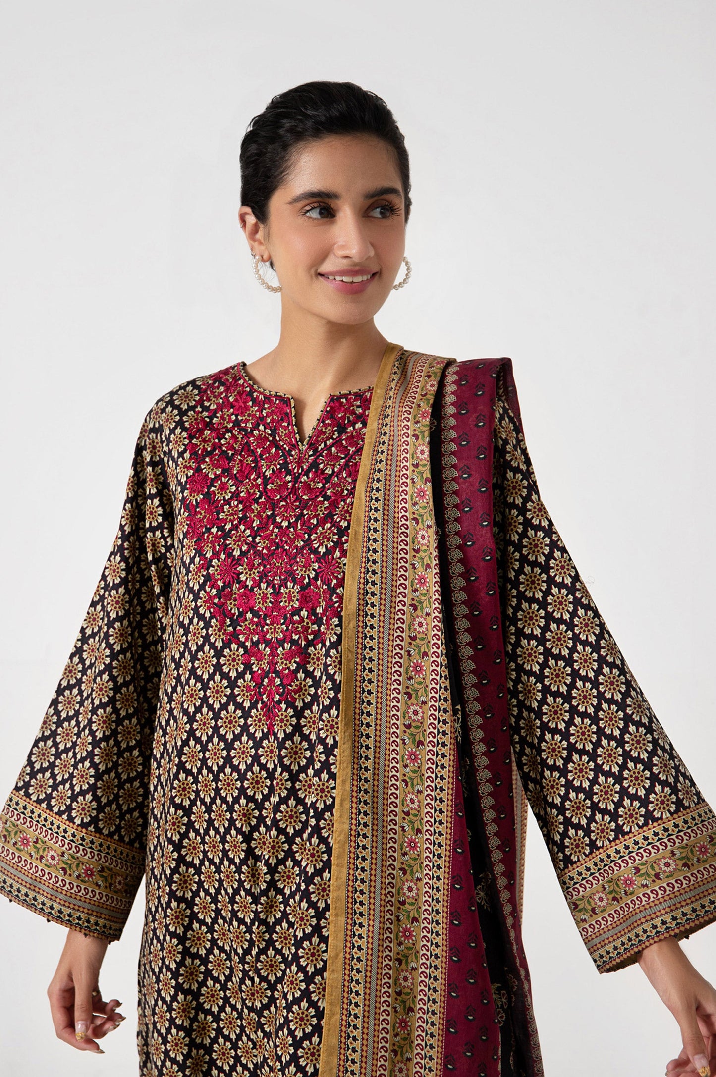 Unstitched 3 Piece Embroidered Lawn Suit