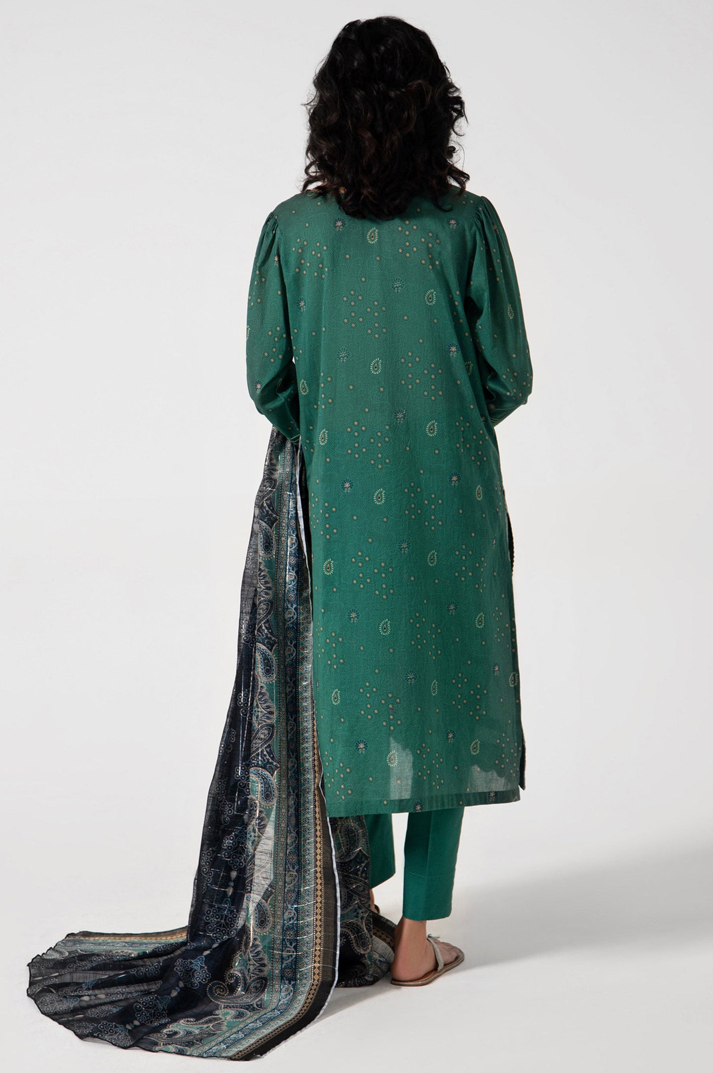 Stitched 3 Piece Embroidered Lawn with Checkered Lurex Suit