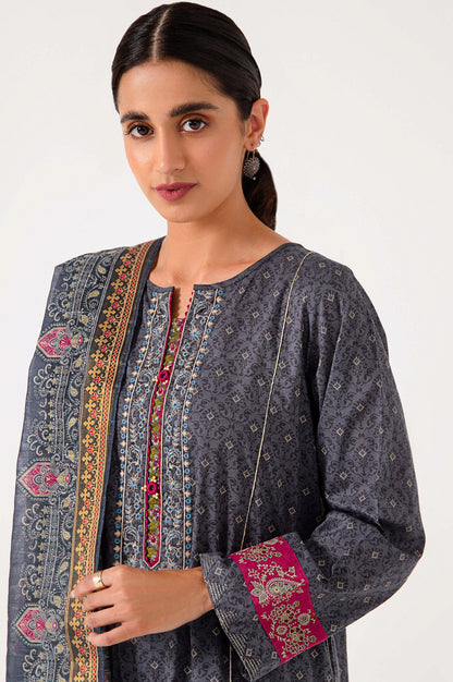 Stitched 3 Piece Embroidered Lawn with Sequins Zari Suit