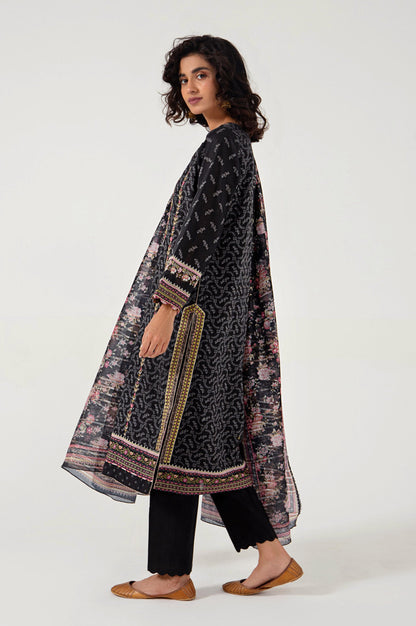 Stitched 3 Piece Embroidered Lawn with Zari Stripes Suit