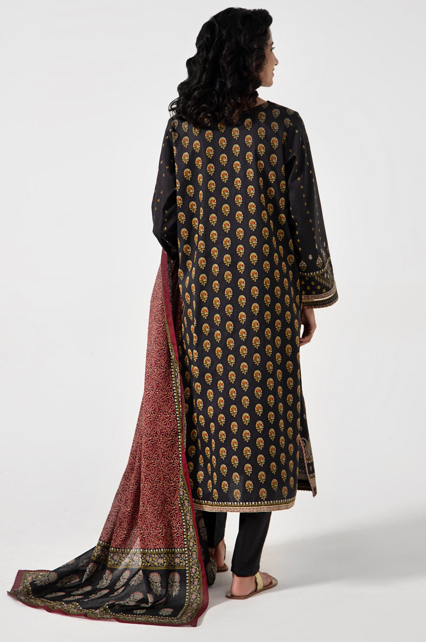 Stitched 3 Piece Embroidered Lawn with Cotton Net Suit