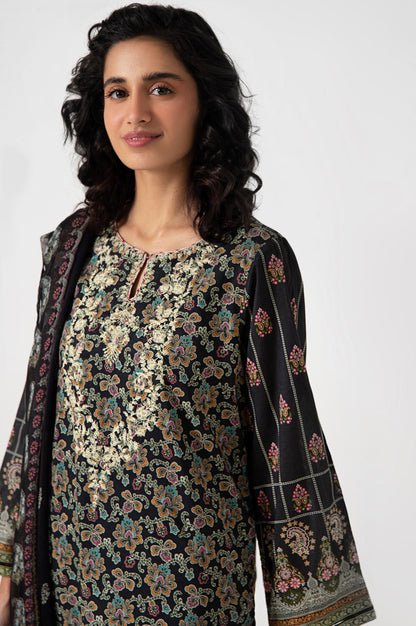 Stitched 3 Piece Embroidered Lawn with Chiffon Suit