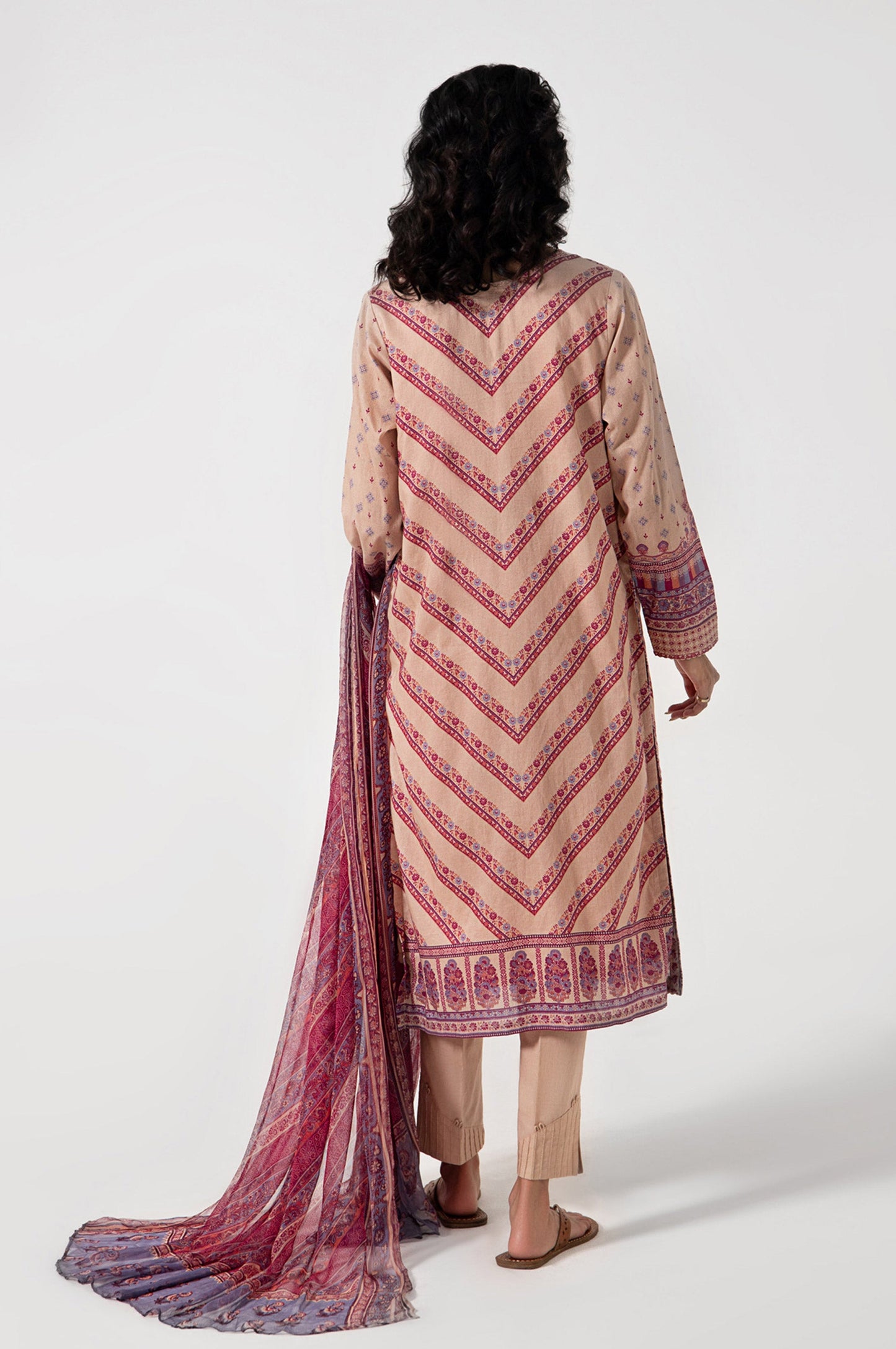 Stitched 3 Piece Embroidered Lawn with Chiffon Suit