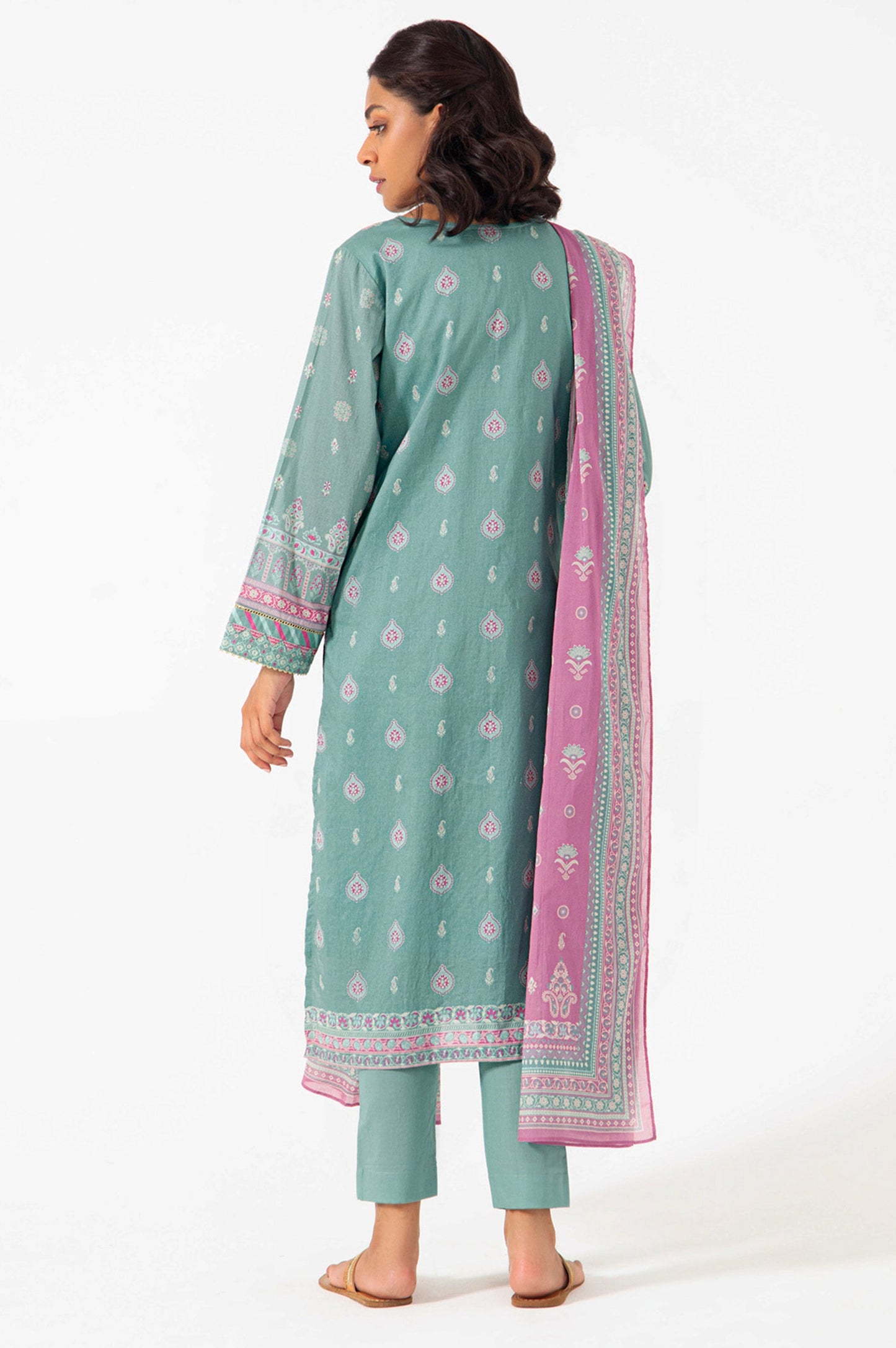 Stitched 3 Piece Embroidered Slub Lawn Suit