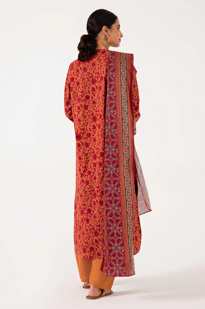 Stitched 3 Piece Embroidered Slub Lawn Suit