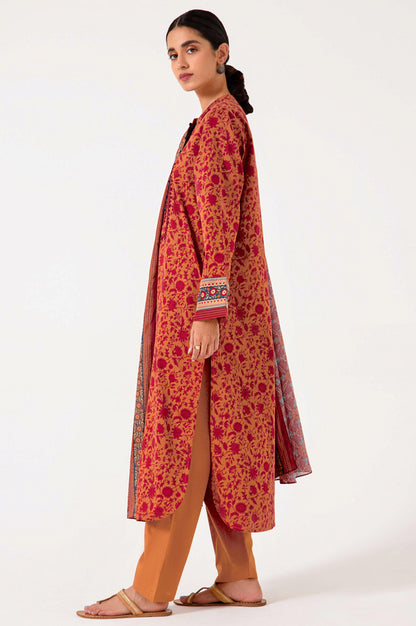 Stitched 3 Piece Embroidered Slub Lawn Suit