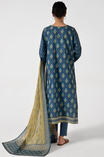 Stitched 3 Piece Embroidered Slub Lawn Suit