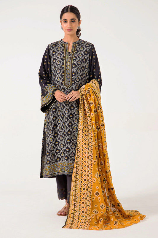 Unstitched 3 Piece Jacquard Suit